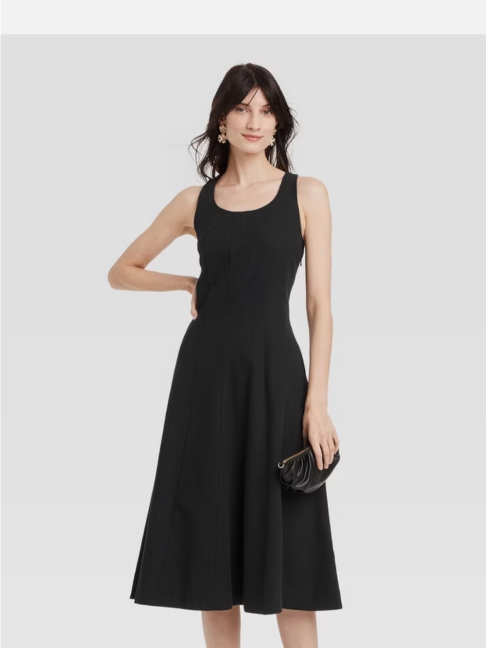 a new day Black Scoop Neck A-Line Midi Dress